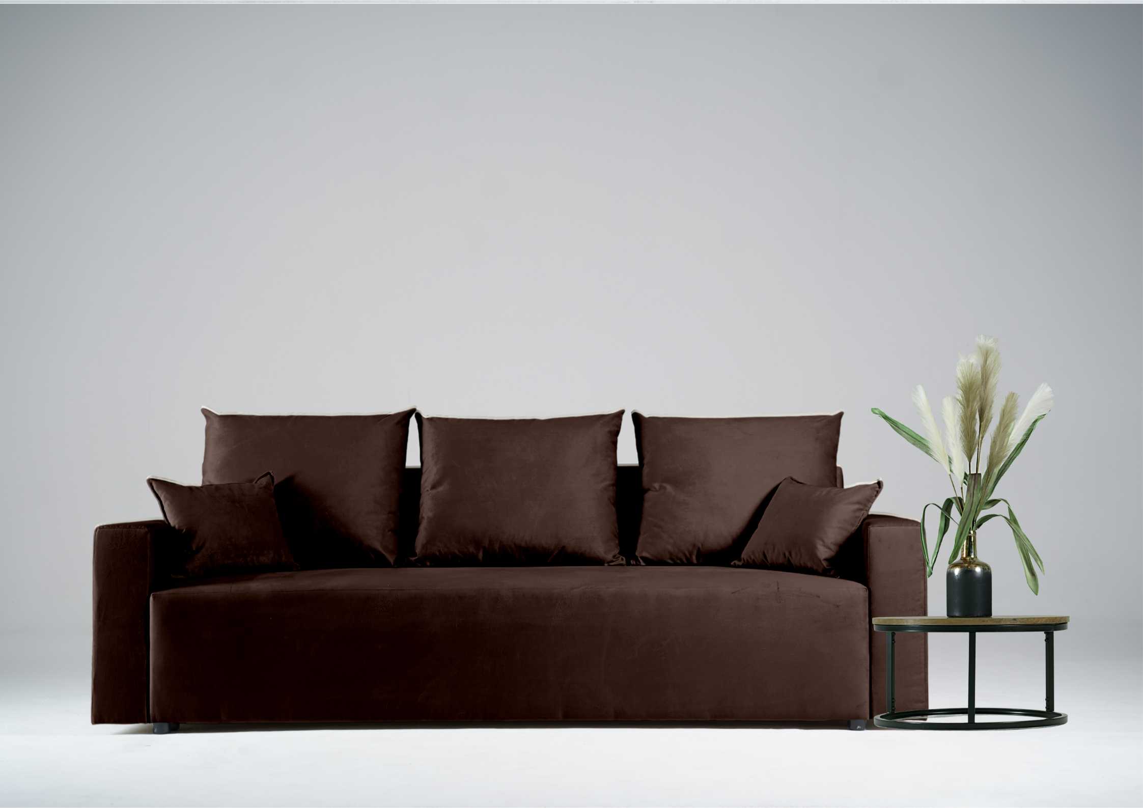 Brązowa kanapa rozkładana